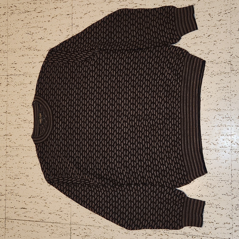 Harry Rosen Knit Pullover Crewneck Sweater Brown, Black & Gray